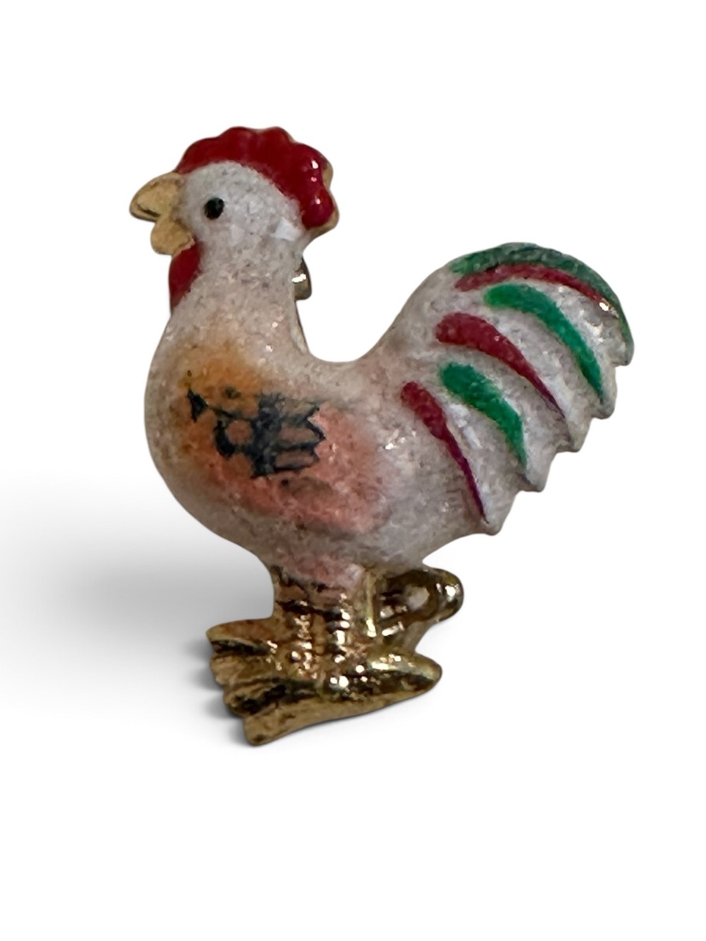 Vintage Made in Korea Enamel Rooster Chicken Brooch